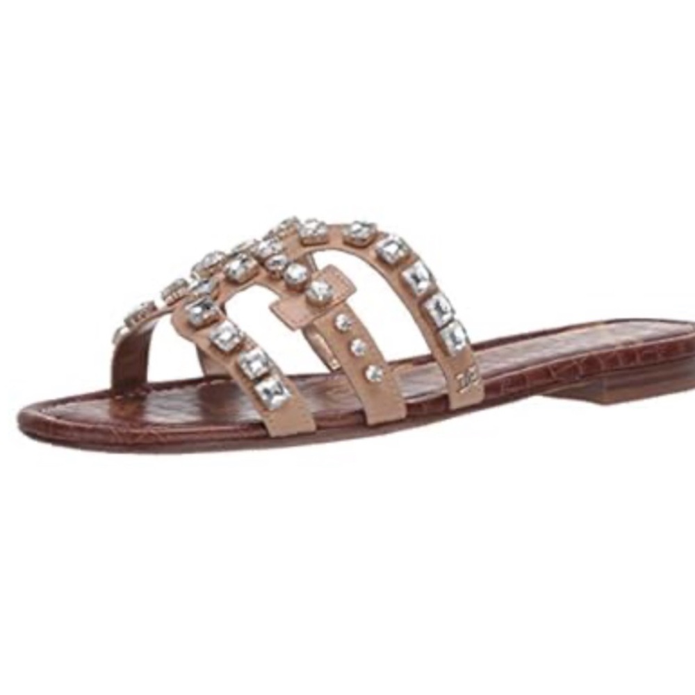 Sam Edelman Bay Nude Gemstone Sandals Slip On Flats Size 11.
